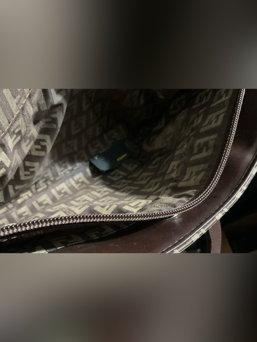 Fendi Brown FF Logo Canvas Satchel with Chain Strap - Picture 12 of 12